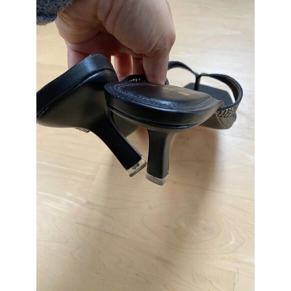 BLACK Suede Studio "Estelle" Sandals BNWOT Heels Women New Crytstals - Picture 4 of 9